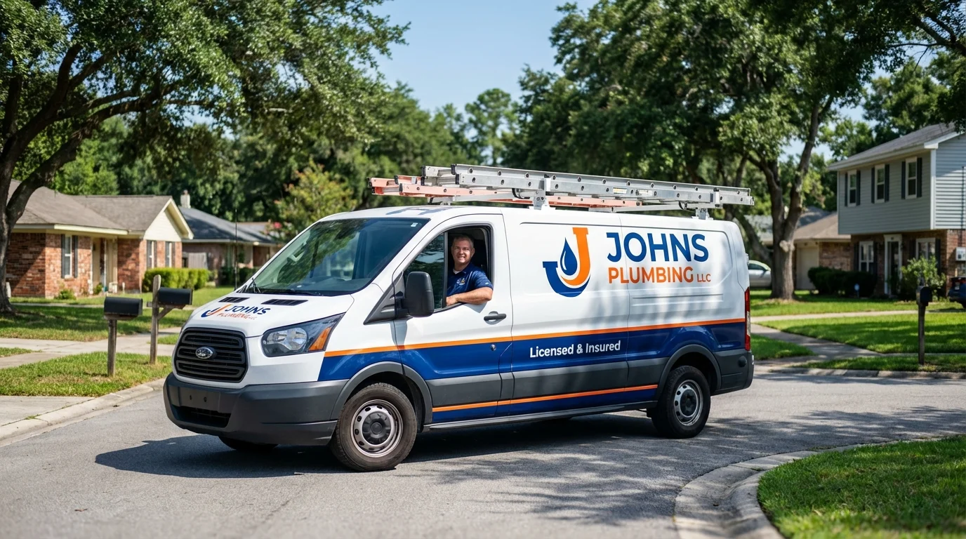 Johns Plumbing LLC service van in Chardon, OH
