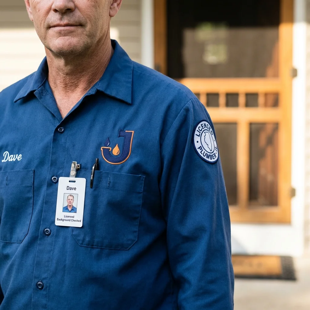 Licensed plumber showing ID badge in Chardon, OH