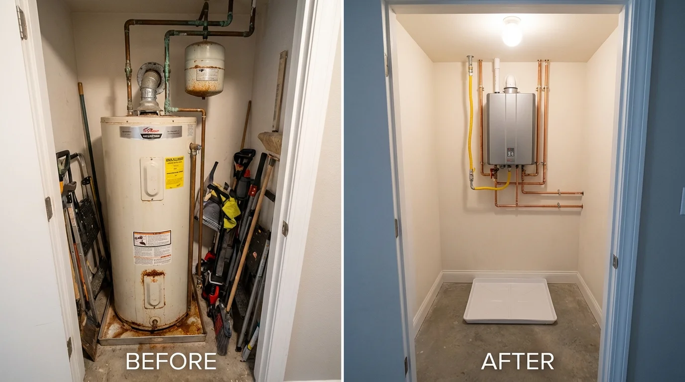Tank water heater versus wall-mounted tankless unit comparison for Chardon, OH homeowners